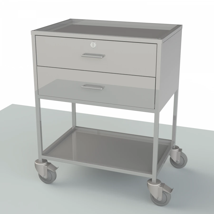 Stainless Steel Procedure Table with Drawers and Handle for Transport - SPP-2