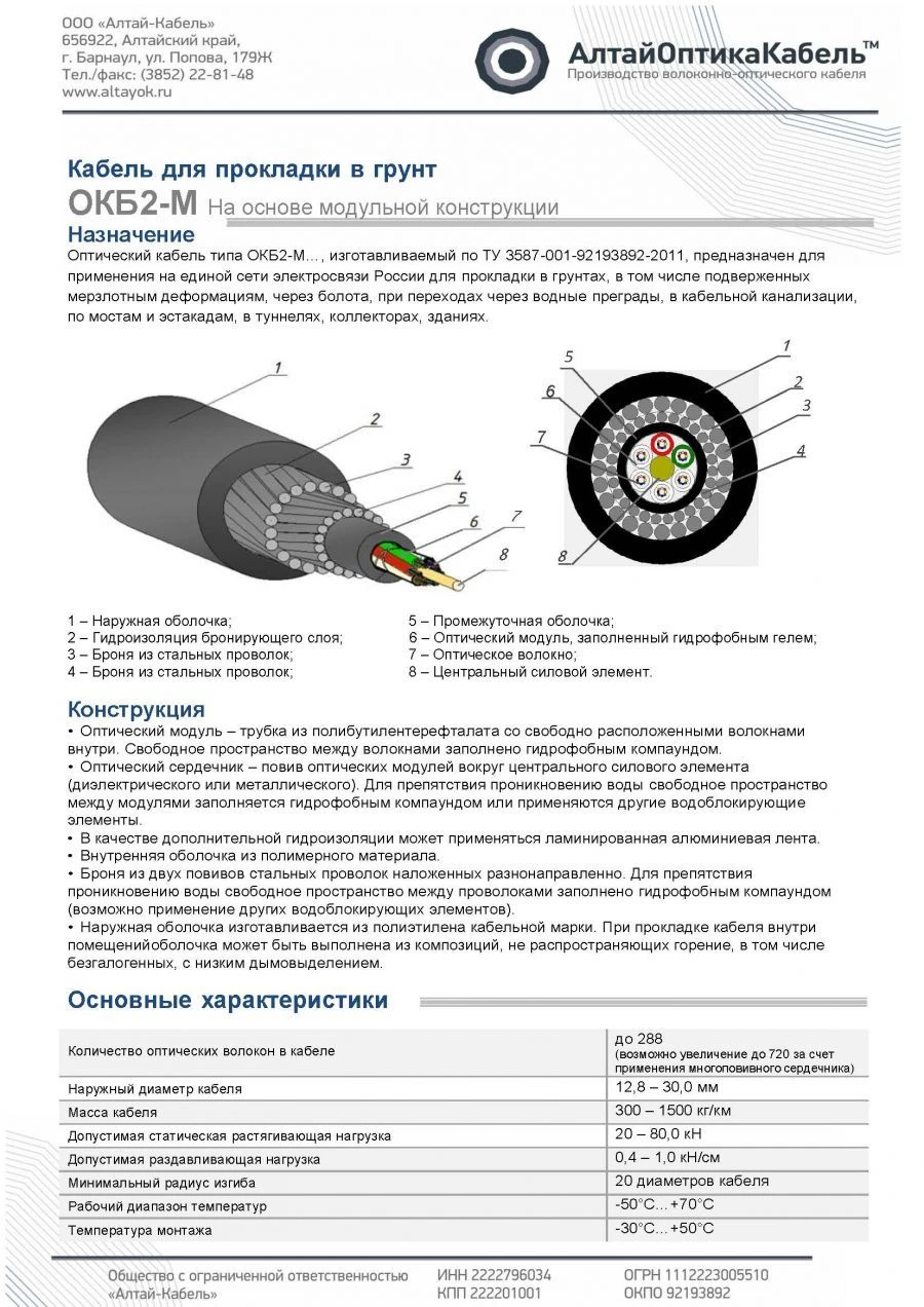 Optical Communication Cable OKB2-M