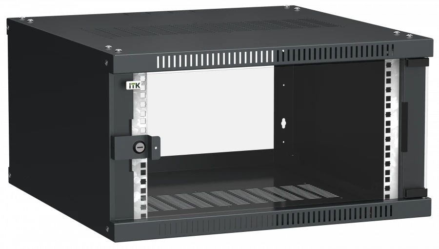 LINEA WE 6U Wall-Mounted Cabinet 600x600mm with Black Glass Door