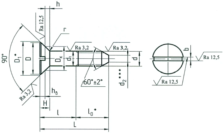 Countersunk Bolts OST 1 31177-80 with 90-Degree Angle