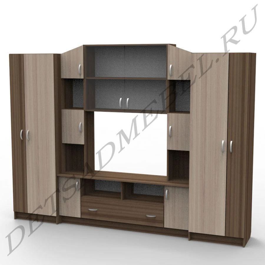 Modular Furniture Wall with Open and Closed Modules