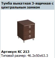 COSMO Rolling 3-Drawer Cabinet with Central Lock Model KS 213