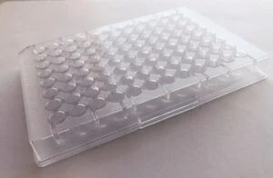 96-Well Polymer Immunological Plate, Flat Bottom, Sterile, No Lid, Model M-011