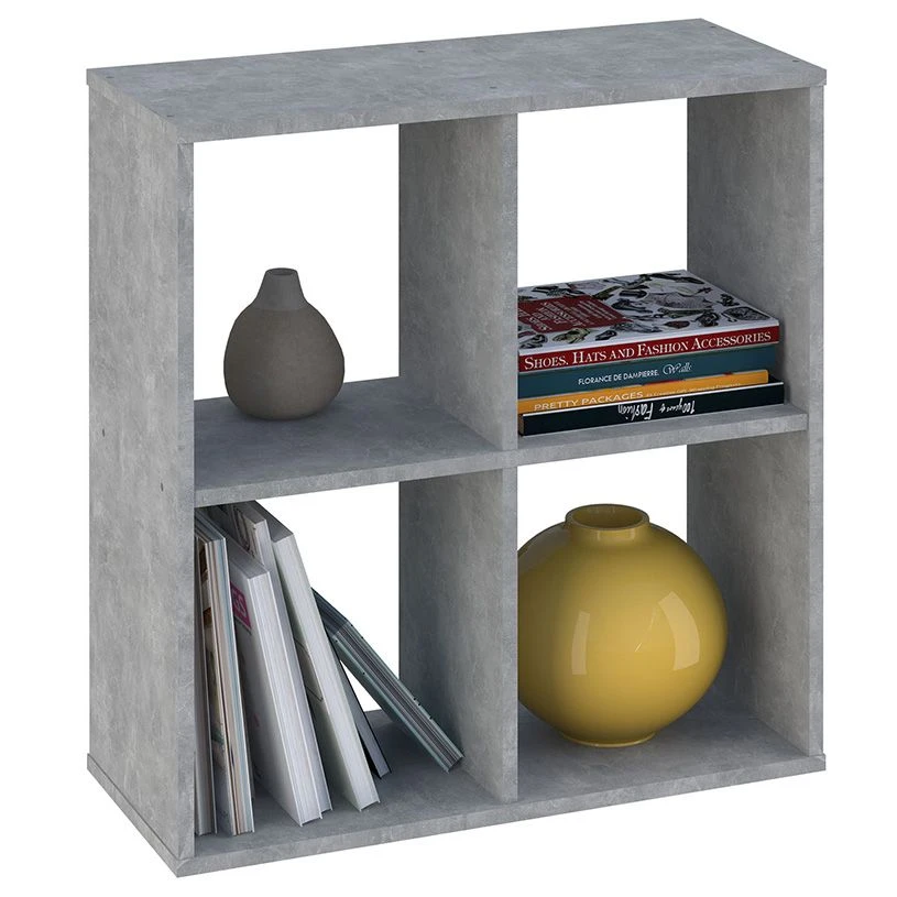 Polini Home Smart Cubic Open Shelf 4 Sections, Concrete, Model 0001692.75