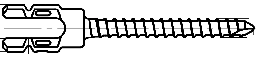 Reducing Monoaxial Screw Ø5.5 mm, Length 25-60 mm, Pitch 5 mm, Article 830.2XXR