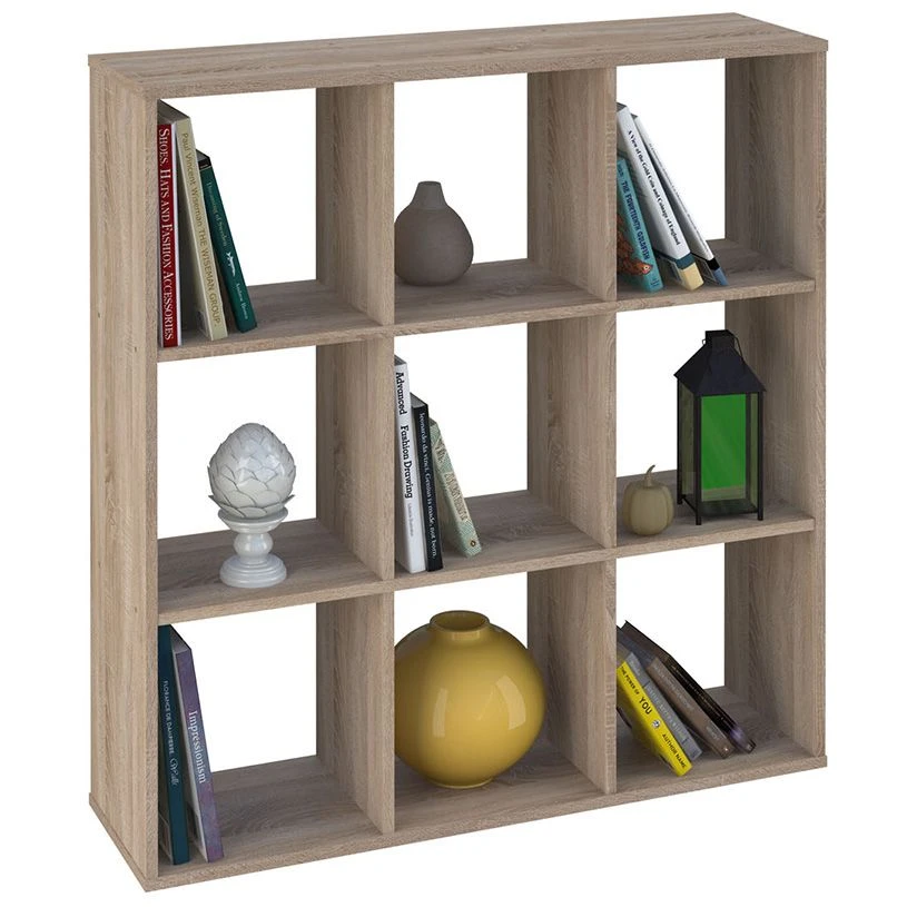 Polini Home Smart Cubic Open Shelf 9 Sections, Oak, Model 0001694.68