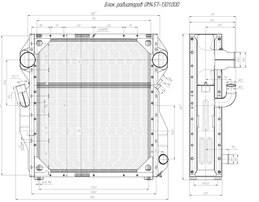 OM457-1301.000 Engine Cooling Radiator Block