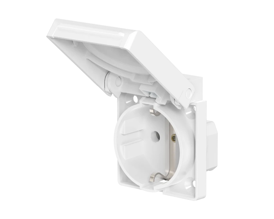 Panel Socket with Grounding 16A, 250V~, IP54, White, Art. 231.00