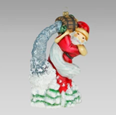 Handmade Glass Christmas Ornament "Santa Claus with Bucket of Stars
