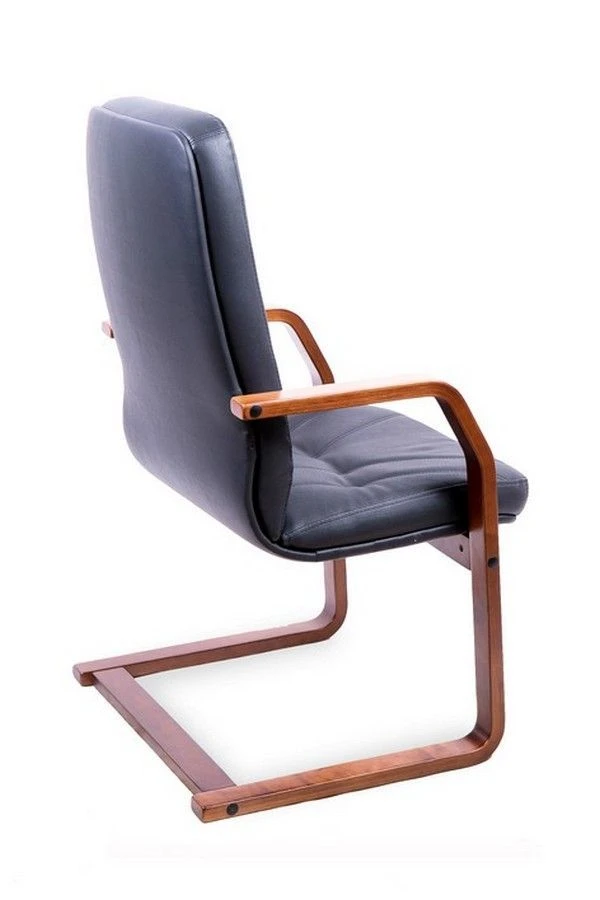 Conference Non-Rotating Manager Chair with Wooden Base