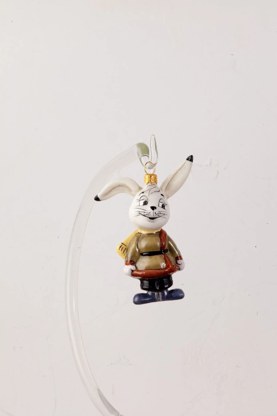 Handcrafted Glass Christmas Ornament "Papa Bunny