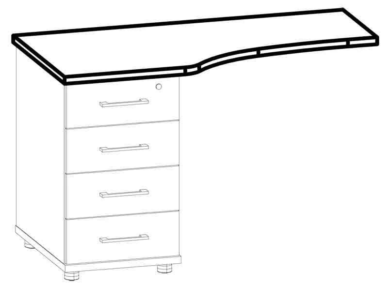 Ergonomic Top for Nightstand 8607 Left/Right - Galant Series