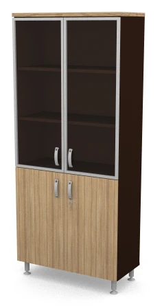 Wooden Archive Cabinet with Glass Doors