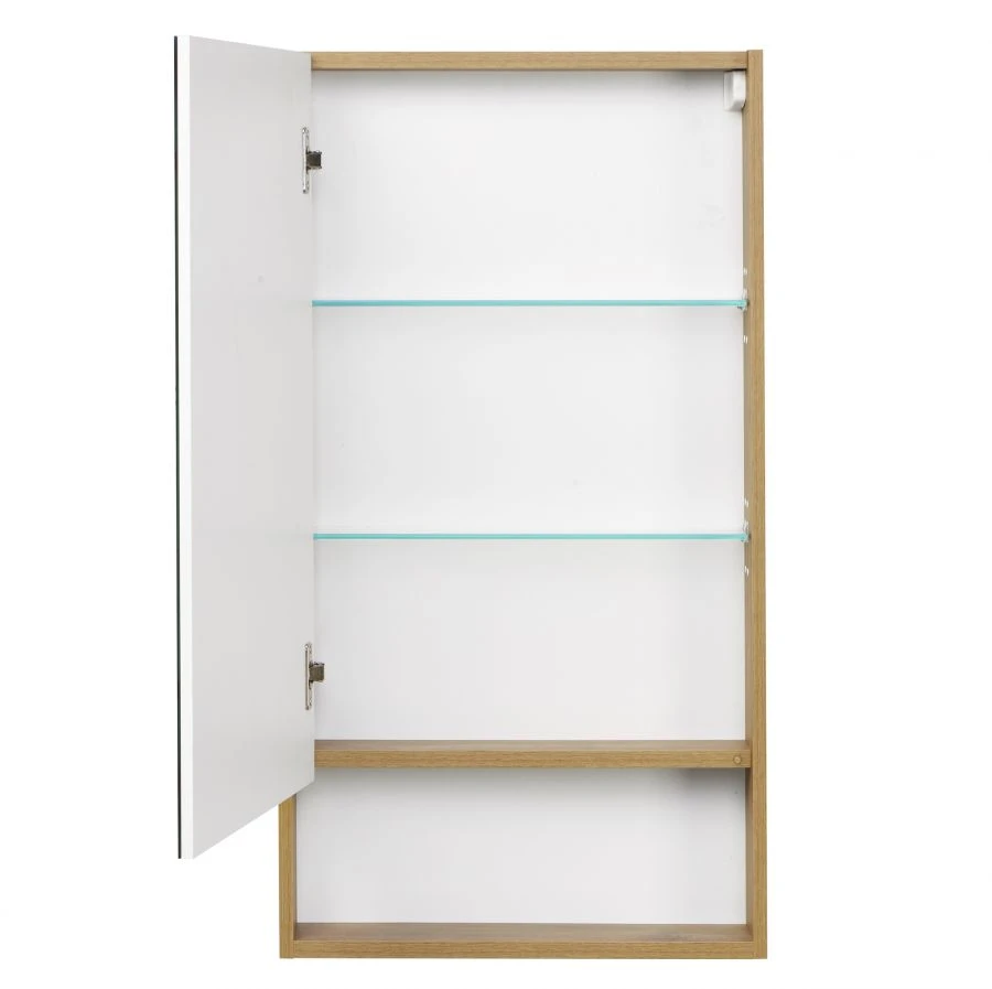 Aquaton Scandi 45 White Mirror Cabinet with Rustic Oak Finish