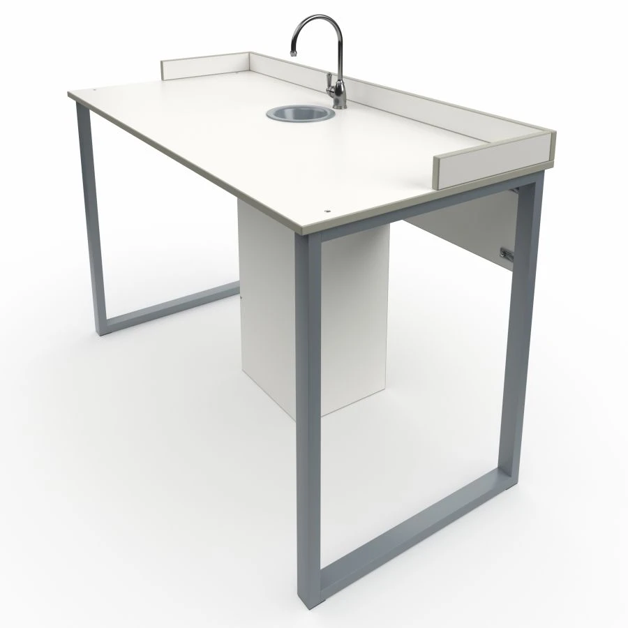 Laboratory Student Table with Edges and Plumbing on Rectangular Tube