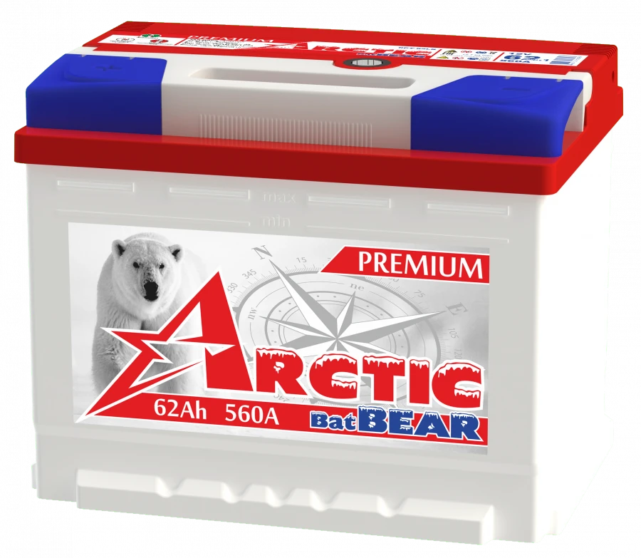 Lead Acid Starter Battery for Internal Combustion Engines 12V Arctic BatBEAR 6ST-62