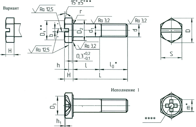 Black Metal Hex Head Bolts OST 1 31109-80