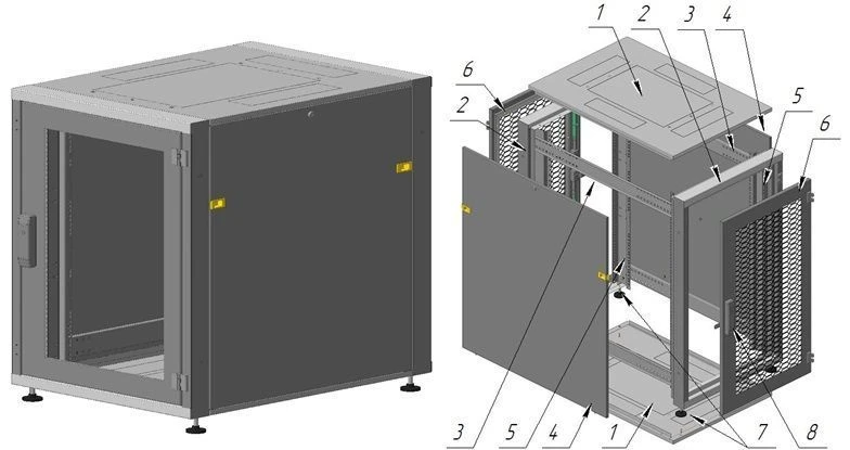 Floor-mounted Telecommunication Cabinet 19" 18U Model SHP-16U-600x830x800-PP
