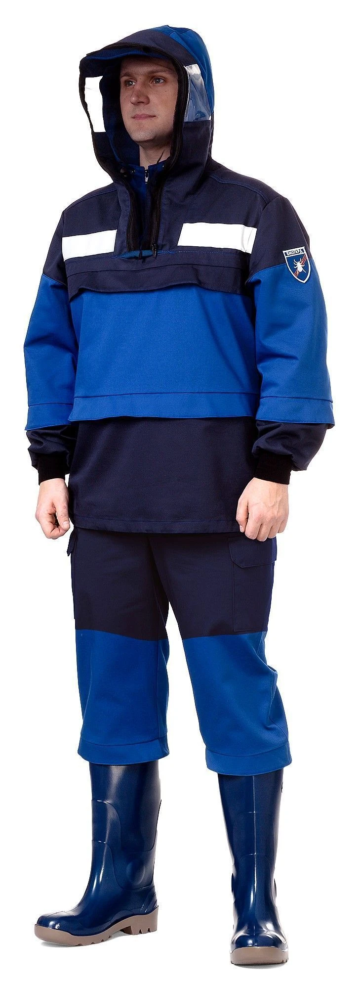 Protective Biohazard Suit with Hood and Mesh Screen, Model 3.693