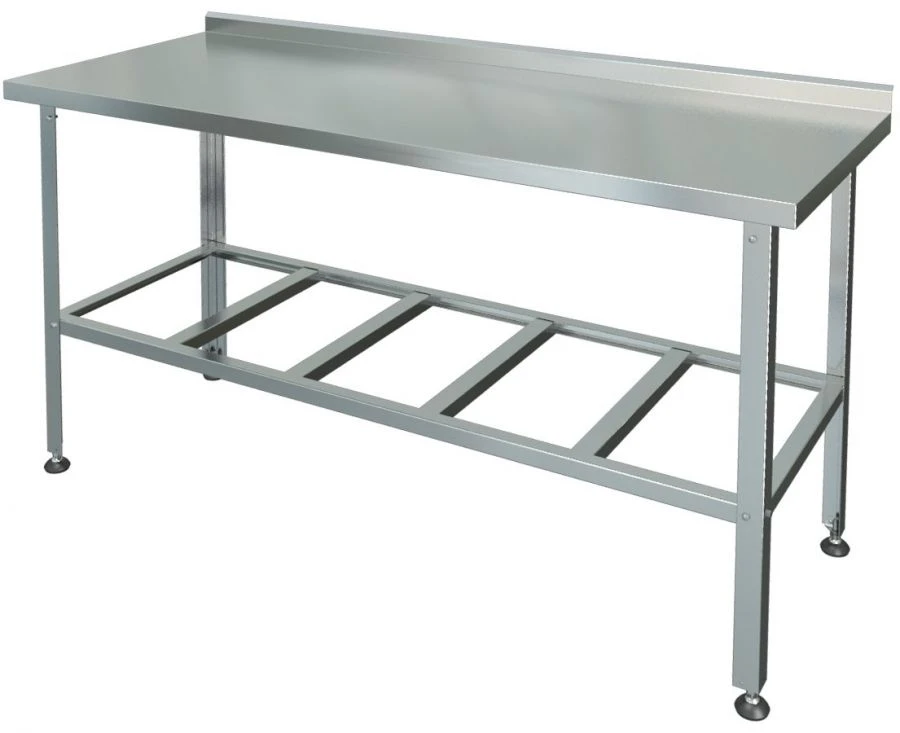 Stainless Steel Processing Table with Edge, Grid Shelf SRP-1-0.6/1.5