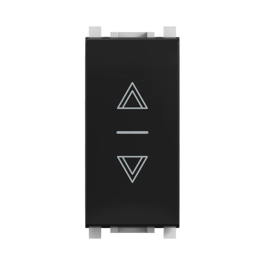 CADUCEUS ALING Experience Hidden Switch for Roller Shutters I-0-I, 10A, 250V, Black (Soft Touch), Art. 72108.E