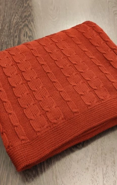 Knitted Throw Blanket in Natural, Blended, and Synthetic Yarn - Textured Pattern