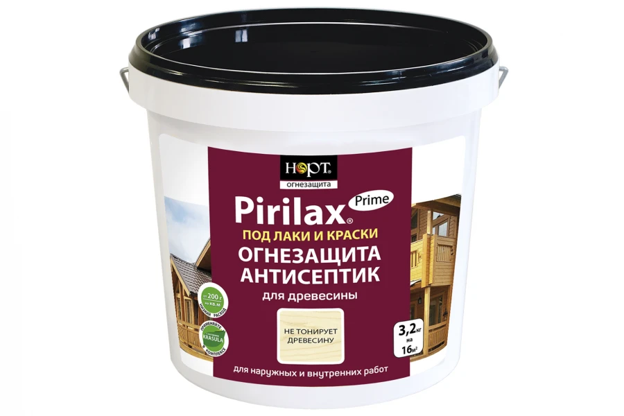 Биопирен (антипирен-антисептик) для древесины Пирилакс-Prime ведро 1кг