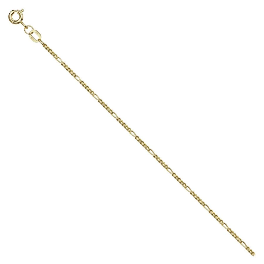 Elegant 585 Gold Necklace Chain with Green Figaro Design, Model NC17-018