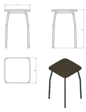 Sturdy Stool for Seating - Model T.1