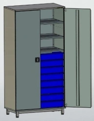 Tool Storage Cabinet with 8 Drawers and 3 Shelves