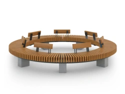 Radius Arch Bench with Backrest on Concrete Base - A1045