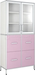 Two-Door Wardrobe with Glass Doors and Drawers - ShK-13KN