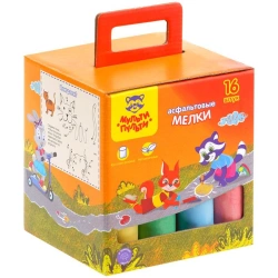 Multi-Pulti Colored Chalks for Asphalt, 16 Pieces, 6 Colors