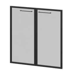 Glass Doors in Aluminum Frame KZF-48RS (Set of 2)