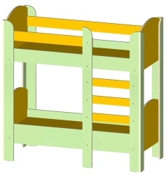 Wooden Bunk Bed for Kids with Ladder, Model 6618