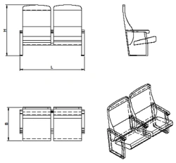 Two-Seat Theater Chair Section KT.2 Series