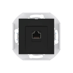 CADUCEUS ALING PRESTIGE Hidden Installation Computer Socket with Keystone RJ45 8P8C Cat.6A FTP, Black (Soft Touch), Art. 6016S.E1