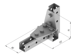 90-Degree Angle Plate with 6 Holes SMA 624, 80x94x120 mm