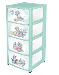 Practical Rolling Children's Chest of Drawers with "Me to You" Application, 4 Drawers (Green)