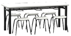 School Dining Table Set with 6 Stools, Model No. 5 MGS3.042