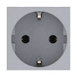 Caduceus Aling Hide Modular Socket with Grounding 16A 250V, Horizontal Layout, Silver