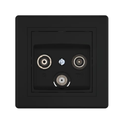 CADUCEUS ALING PRESTIGE Black Soft Touch Antenna Socket TV/FM/SAT, Art. 612S.E1E1E1