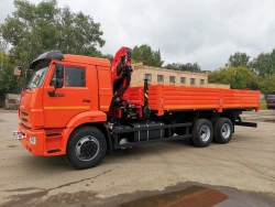 Flatbed Truck with Crane Manipulator Model 675515-12 (Inman IT200) on KAMAZ 5350-D5