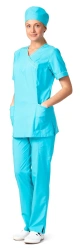 Women's V-Neck Blouse with Side Pockets and Slits, Athena Model 3.801
