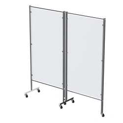 Stainless Steel Medical Screen on Wheels, Two-Section Model MCK-25303M