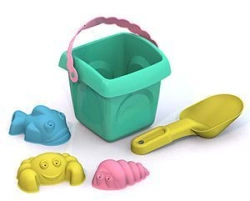 Summer Play Set #4 for Kids - Shkoda (Bucket + Big Shovel + 3 Molds)