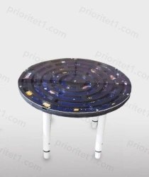 Round Didactic Game Table with Adjustable Height