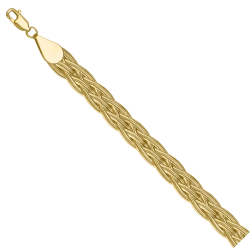 585 Gold Necklace with Green Almond Braid 5 Chains NC17-272 0.35MM 45CM 25.43G