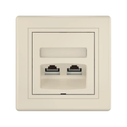CADUCEUS ALING PRESTIGE Dual Computer Socket with Keystone RJ45 Modules, Beige, Art. 614.999