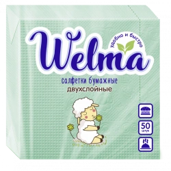 Two-Ply Paper Napkins in Soft Pastel Shades for Dining Use WELMA 1/50/32